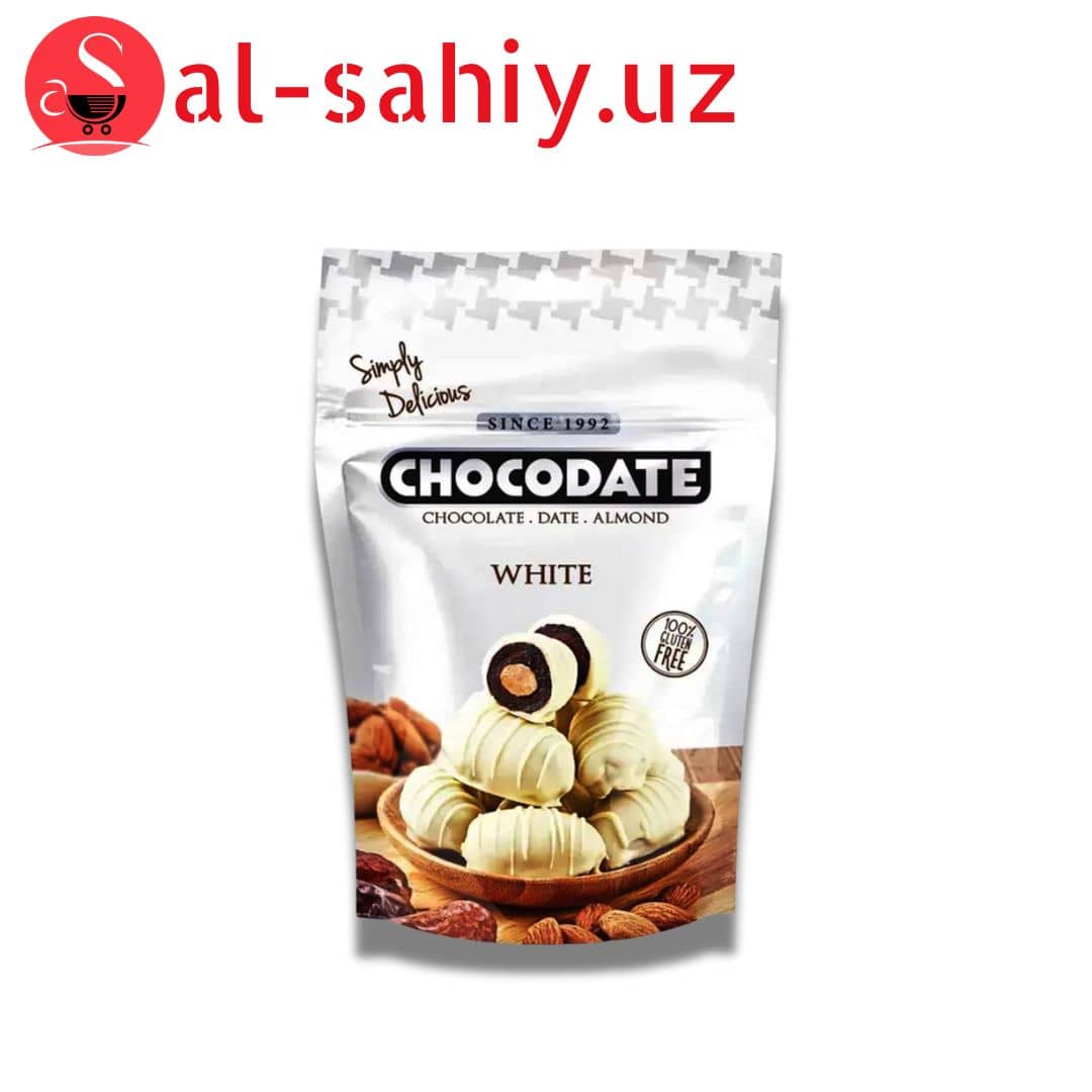 Конфеты CHOCODATE WHITE Финики с миндалём в белом шоколаде 100г 1