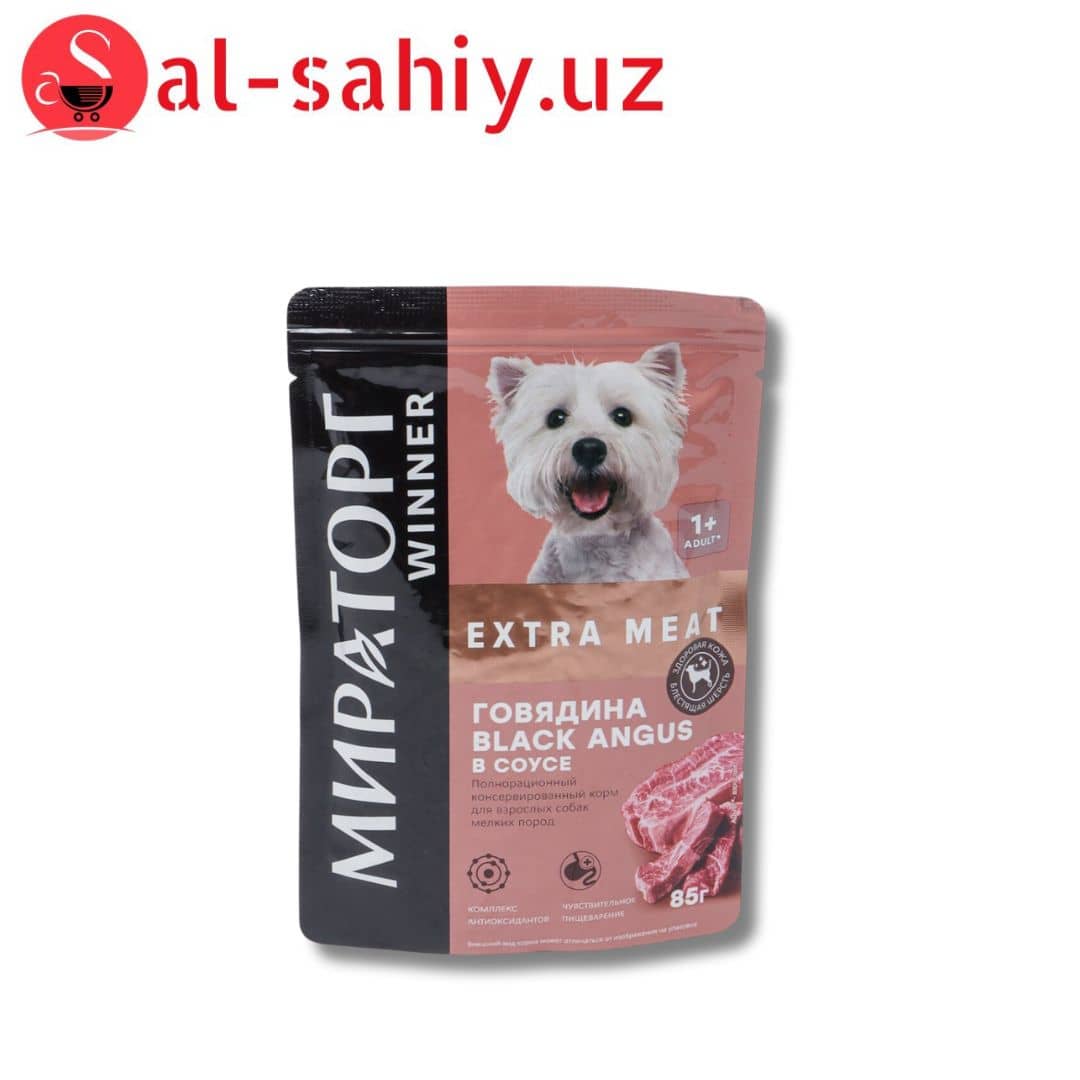 Корм WINNER EXTRA MEAT говядина Black ANGUS в соусе 80 гр 1