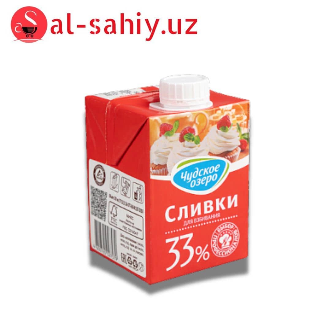 Сливки Чудское Озеро 33% 500мл 1
