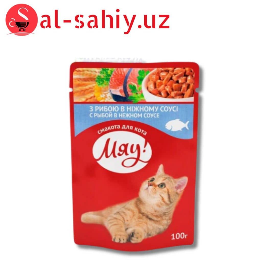 Влажный корм для кошек Мяу! в нежном соусе с курицей 100 г 1