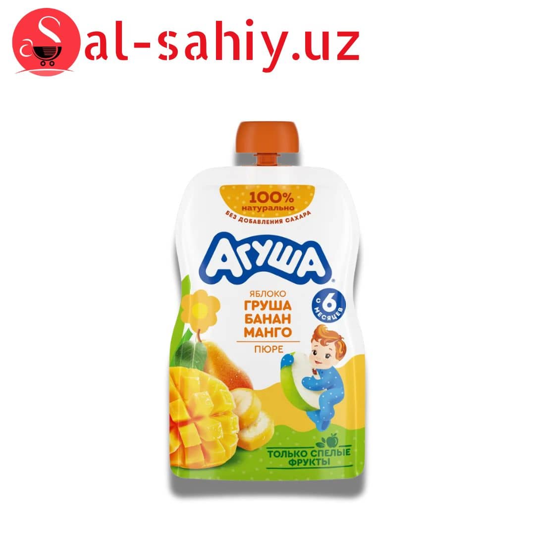 Пюре Агуша Яблоко-груша-банан-манго 90г 1