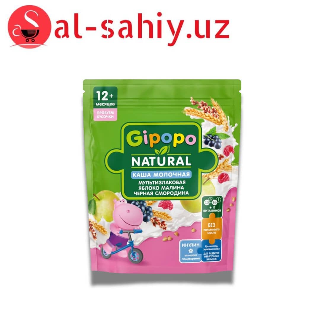 GIPOPO NATURAL мултизлаковая яблоко малина черная смородина 200г 1