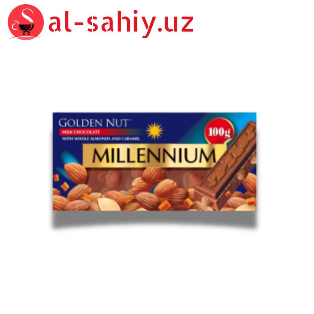 Шоколад "MILLENNIUM" Gold с молочный с цельным миндалём 100гр 1
