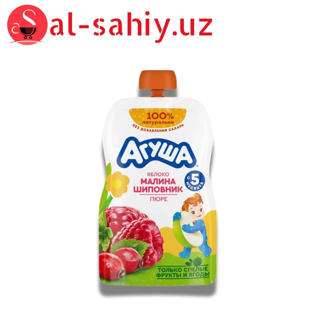 Фруктовое-ягодное пюре "Агуша" "Яблоко-малина-шиповник" 90г 1