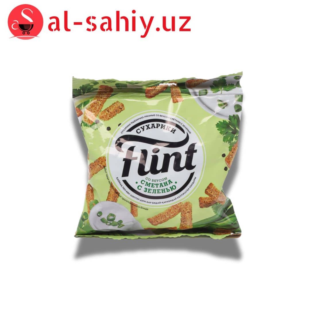 Новый Сухарики FLINT со вкусом сметаны с зеленью 60гр 1