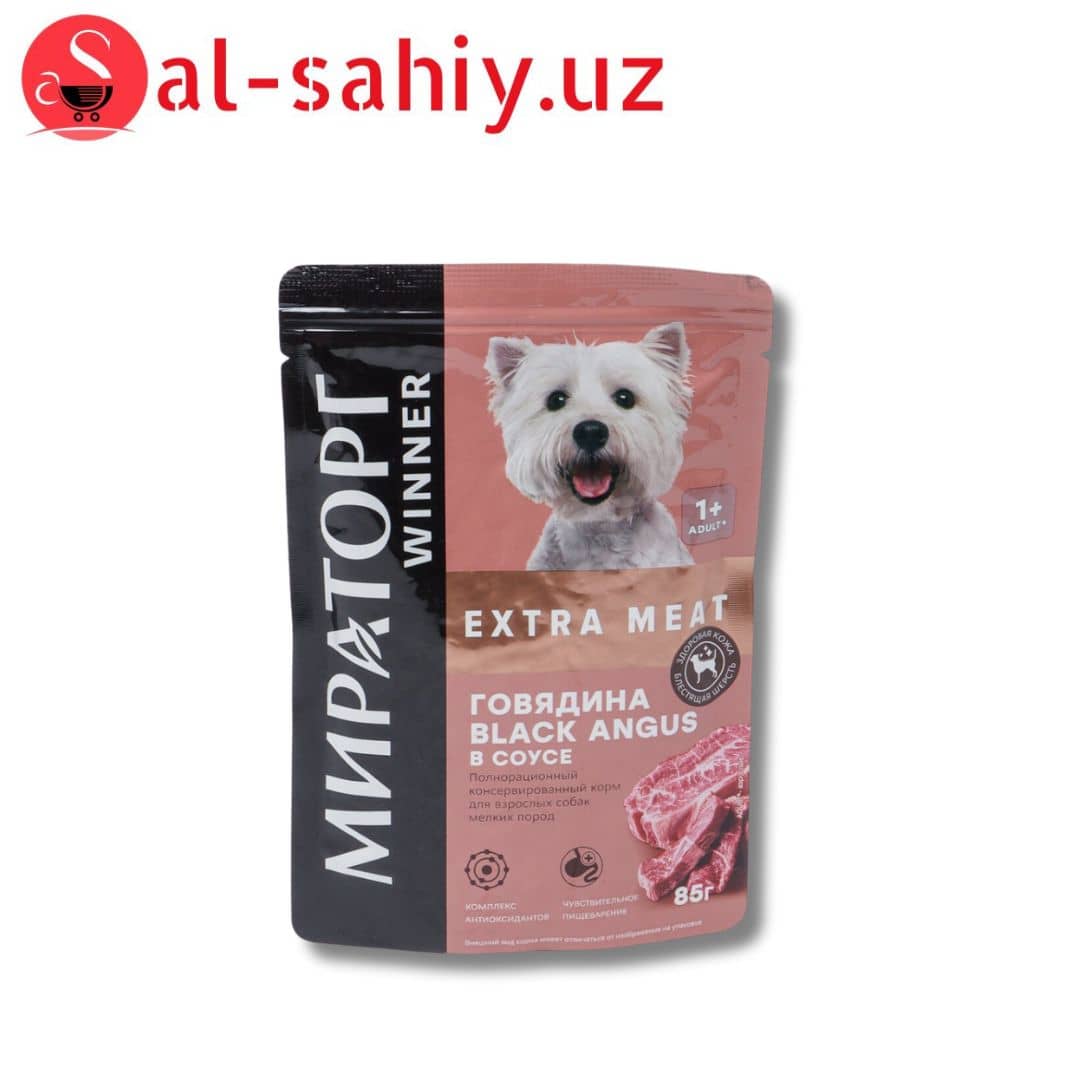 Корм WINNER EXTRA MEAT говядина black angus в соусей 80 гр 1