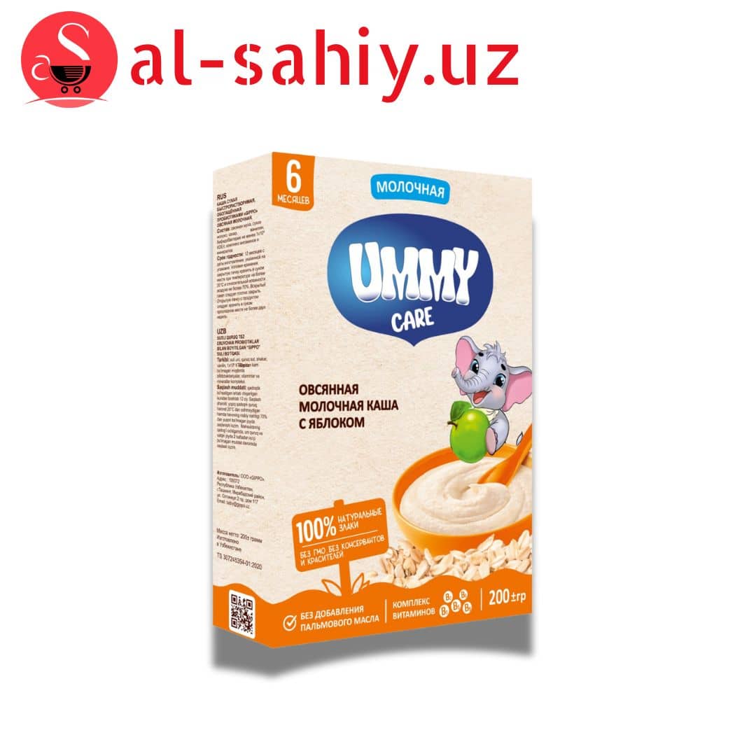 Каша "Ummy care"   овсянная молочная  каша с яблоком   200гр 1