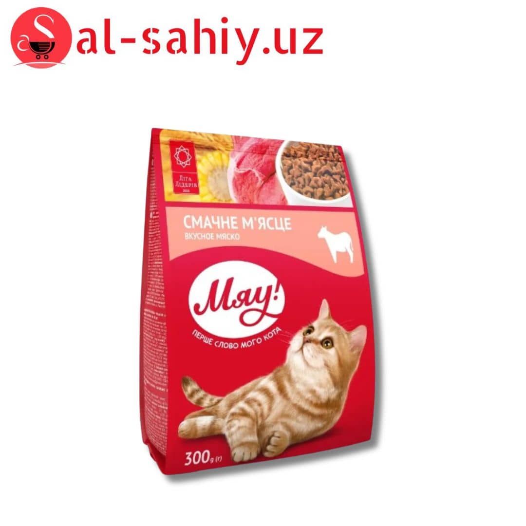 Корм для кошек "С мясом" Мяу 300 г 1