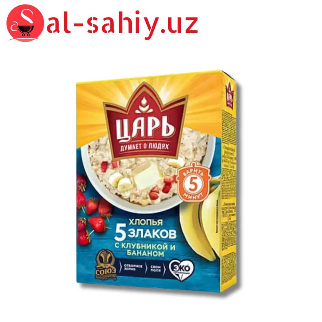 Хлопья Царь 5 Злаков с клубникой и бананом (4 х 100 г) 1