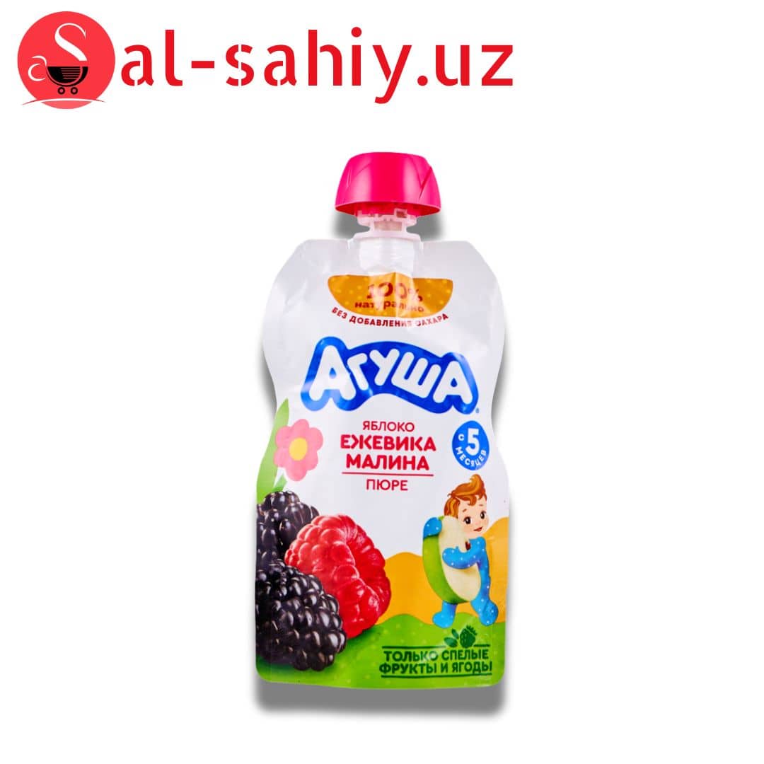 Фруктовое-ягодное пюре "Агуша" "Яблоко-ежевика-малина" 90г 1
