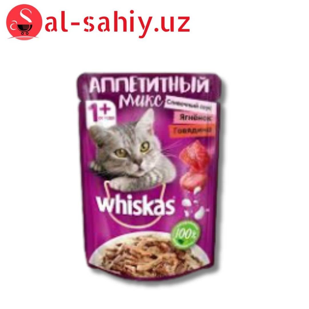 КОРМ ДЛЯ КОШЕК WHISKAS АППЕТИТНЫЙ МИКС СЛИВОЧНЫЙ СОУС-ЯГНЁНОК-ГОВЯДИНА, 85 Г 1