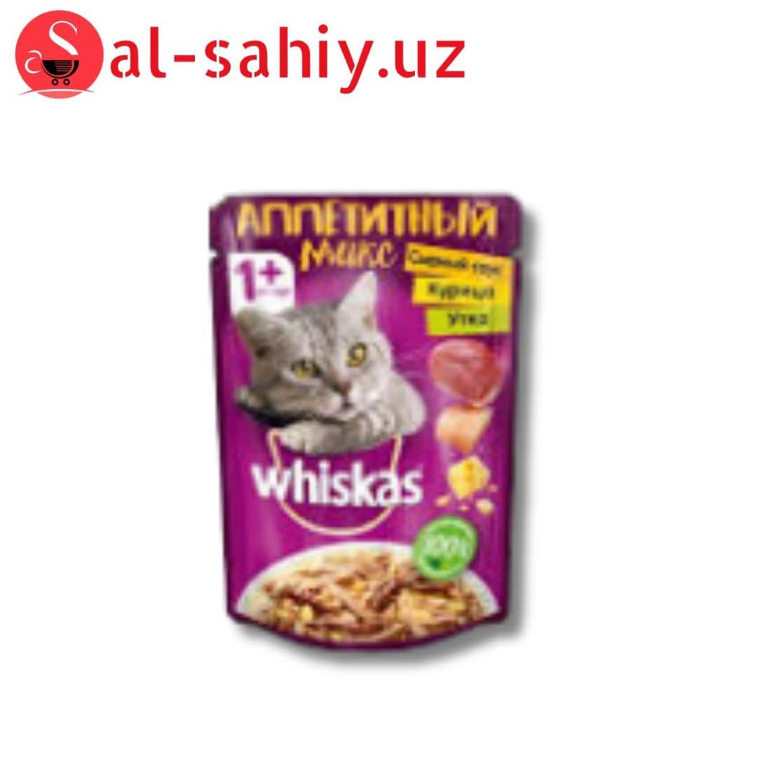КОРМ ДЛЯ КОШЕК WHISKAS АППЕТИТНЫЙ МИКС СЫРНЫЙ СОУС-КУРИЦА-УТКА, 85 Г 1