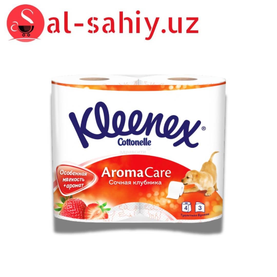 Туалетная бумага Kleenex Cottonelle Aroma Care Клубника 155 отрывов 3 слоя , набор 8 рулонов 1