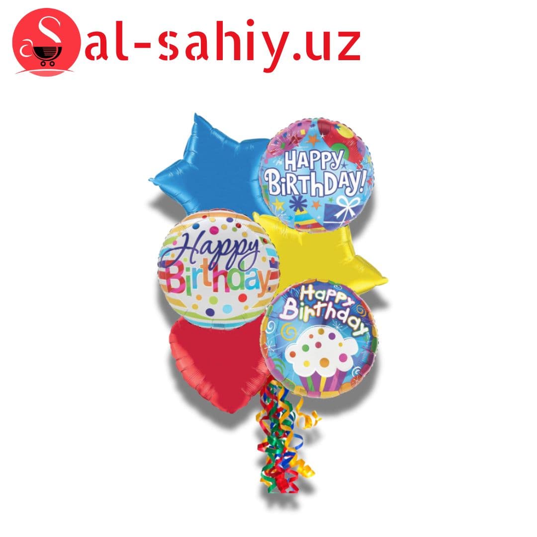 Ден рождения лента Happy Brithday 5 smile Ballons