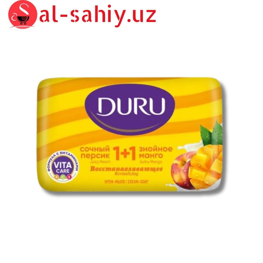 Мыло DURU 1+1 Серый персик & Знойное манго 80г