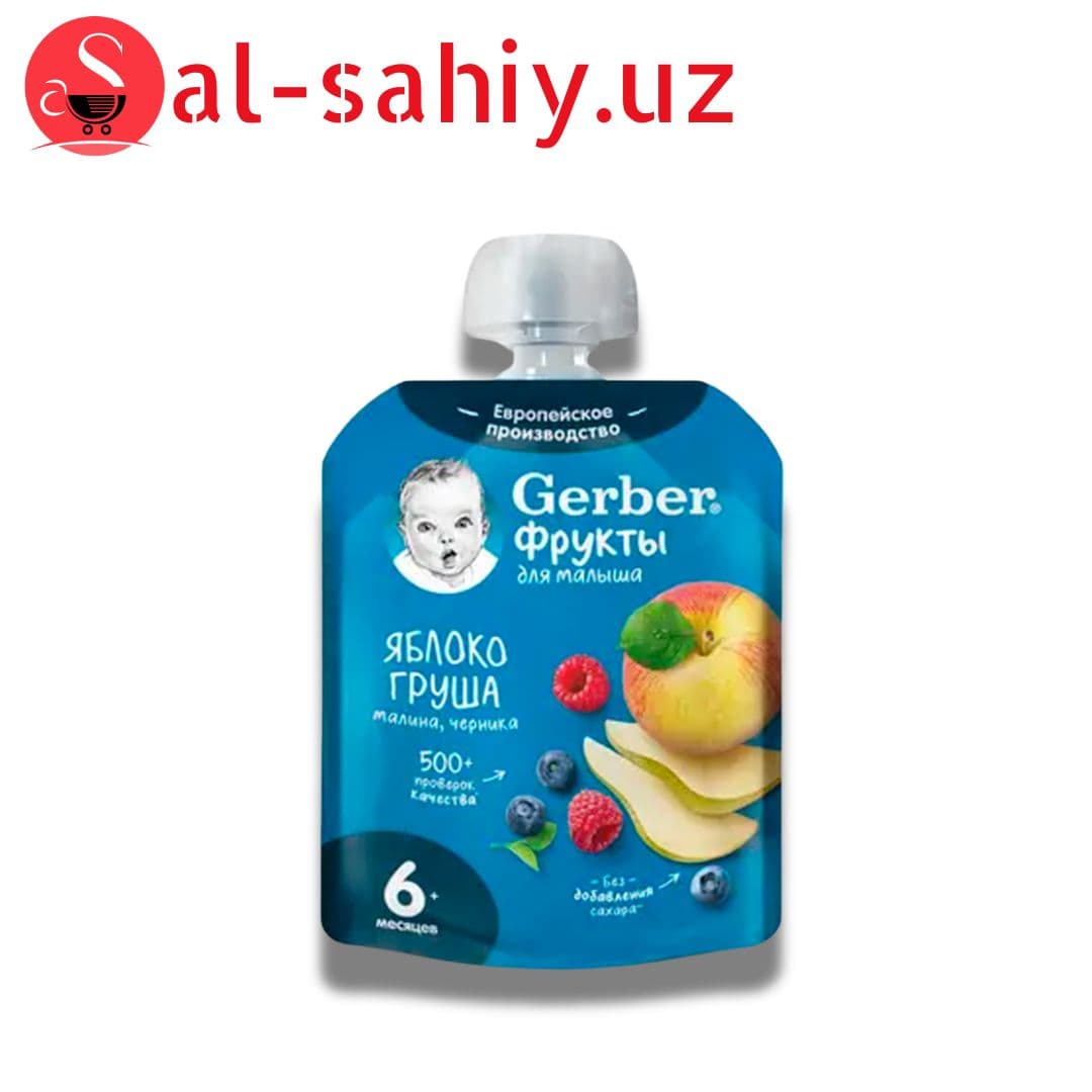 Пюре фруктовое Gerber Яблоко-груша-малина-черника с 6 мес 90 г пауч