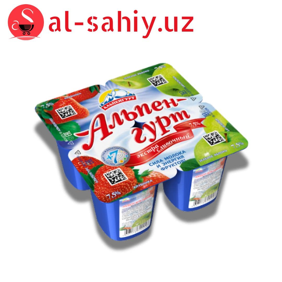 Альпенгурт йогурт 7,5% 100г Клубника/Зелёное Яблоко