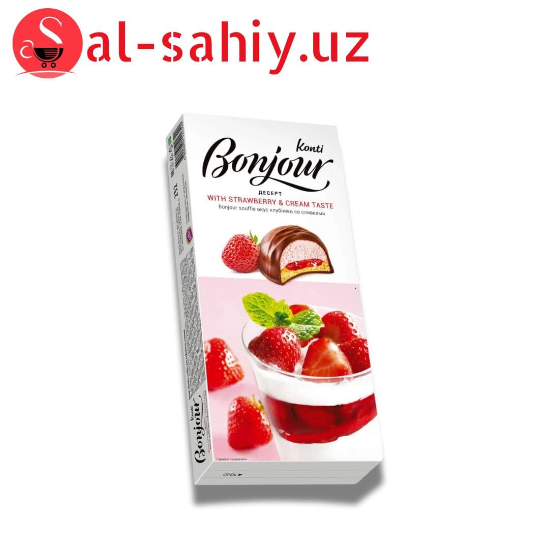 Десерт Konti Bonjour Souffle вкус клубники со сливками, 232 г