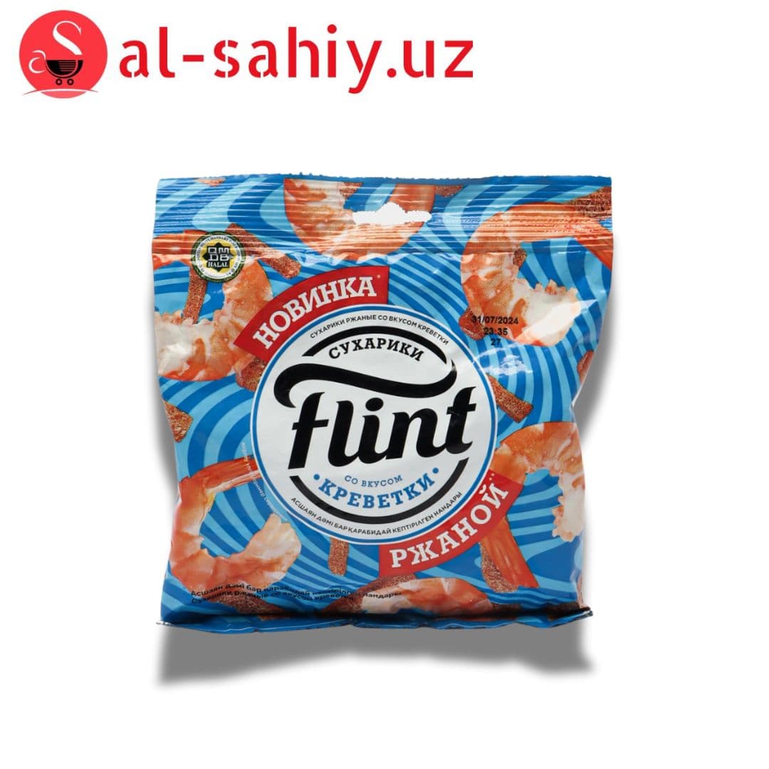 Новый сухарики  "Flint" со вкусом креветки  ржаные 100гр