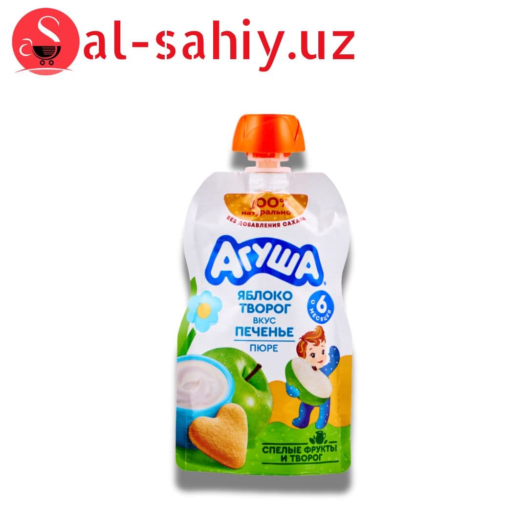 Фруктовое пюре "Агуша" "Яблоко - творог вкус печенье" 90г