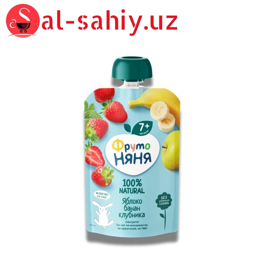 Фруто Няня 90 г Пюре "Яблоко банан клубника" п\п
