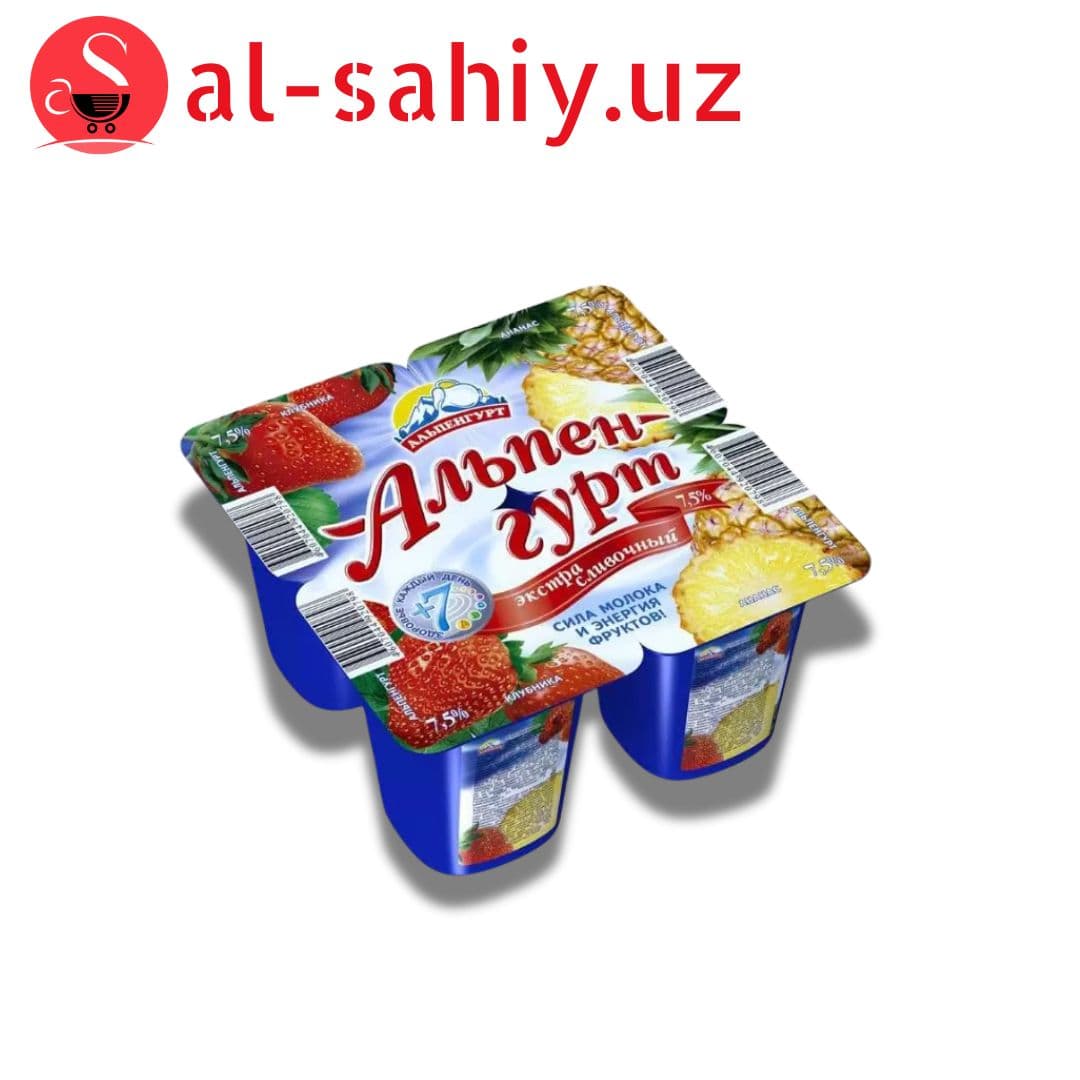 Йогуртный продукт Альпенгурт "Клубника-Ананас", 7,5%, 100 г