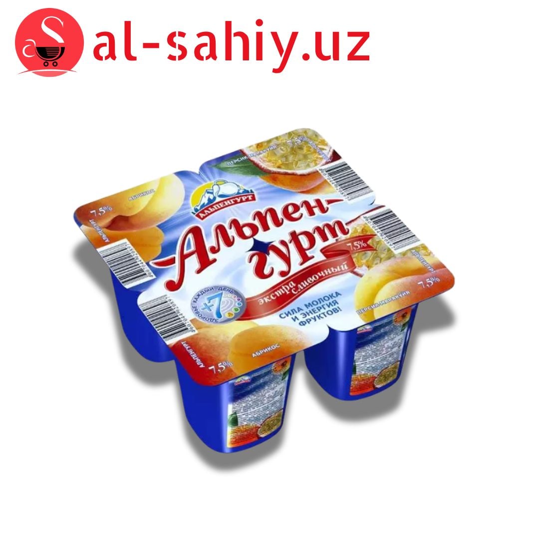Йогуртный продукт Альпенгурт Экстра Сливочный абрикос, персик, маракуйя 7,5% 100г