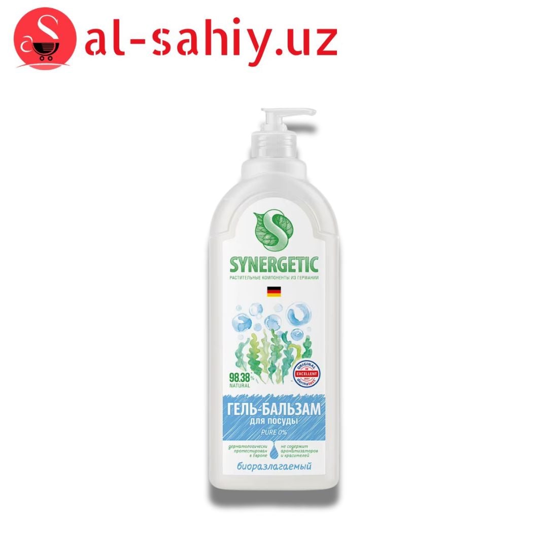 SYNERGETIC Гель-бальзам для мытья посуды PURE 0% 1л