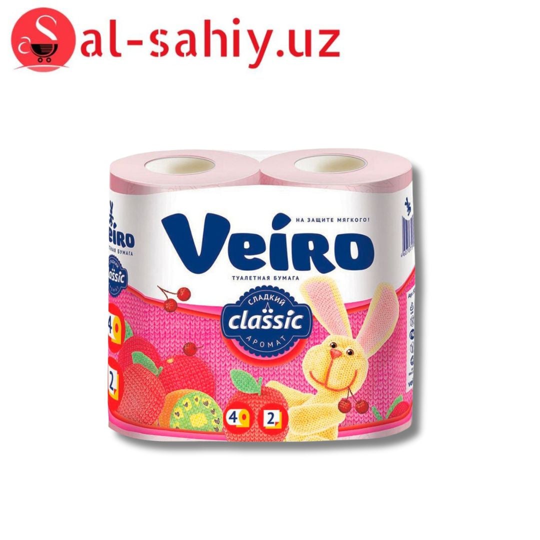 Туалетная бумага Veiro 4 рулона (розовая)