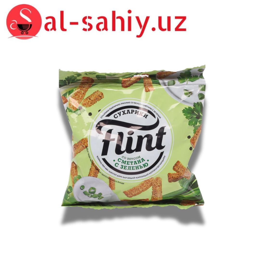 Новый Сухарики FLINT со вкусом сметаны с зеленью  100гр