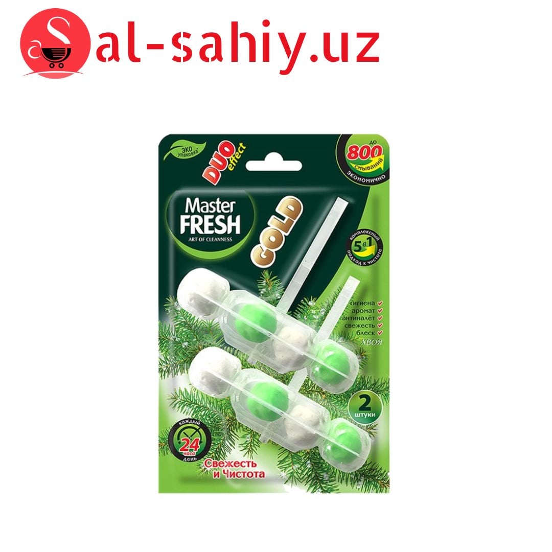 Master Fresh Подвесной блок для унитаза Gold Duo Effect, 5 в 1, хвоя, 3*50 в уп, 2 уп.