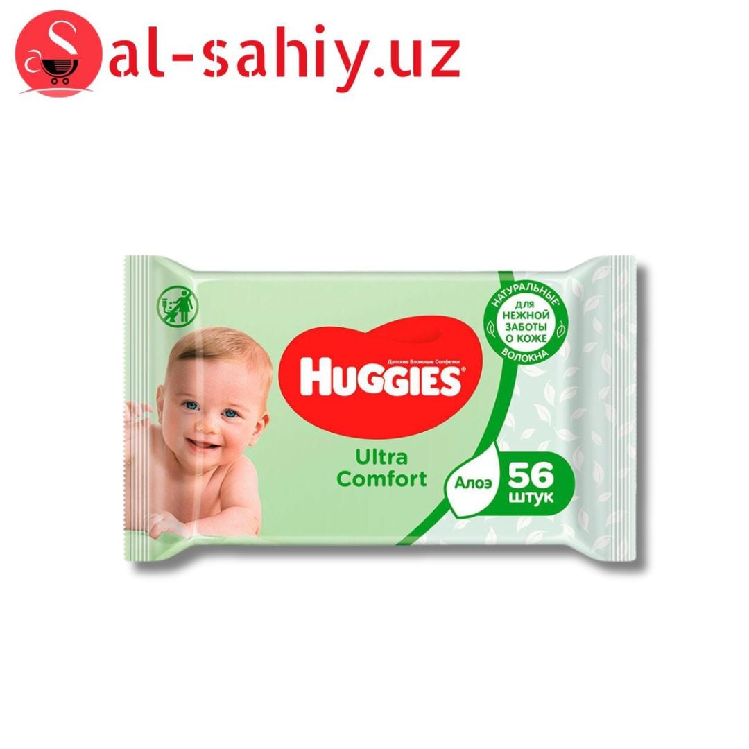 HUGGIES Салфетки влажные Ultra comfort алоэ 56 шт