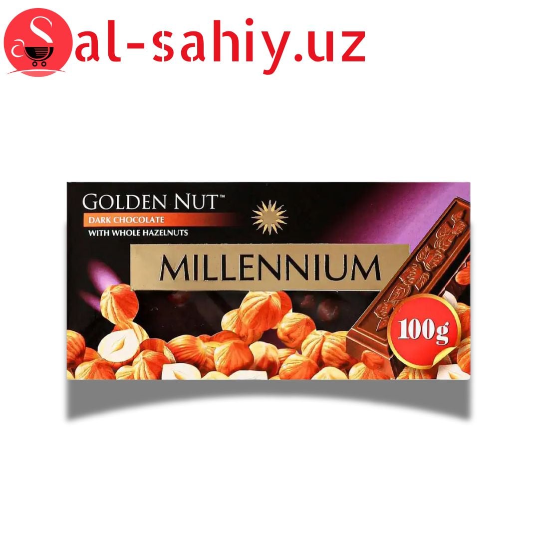 Шоколад  Mellenium Gold   с чёрный с цельными лесным орехами 100гр