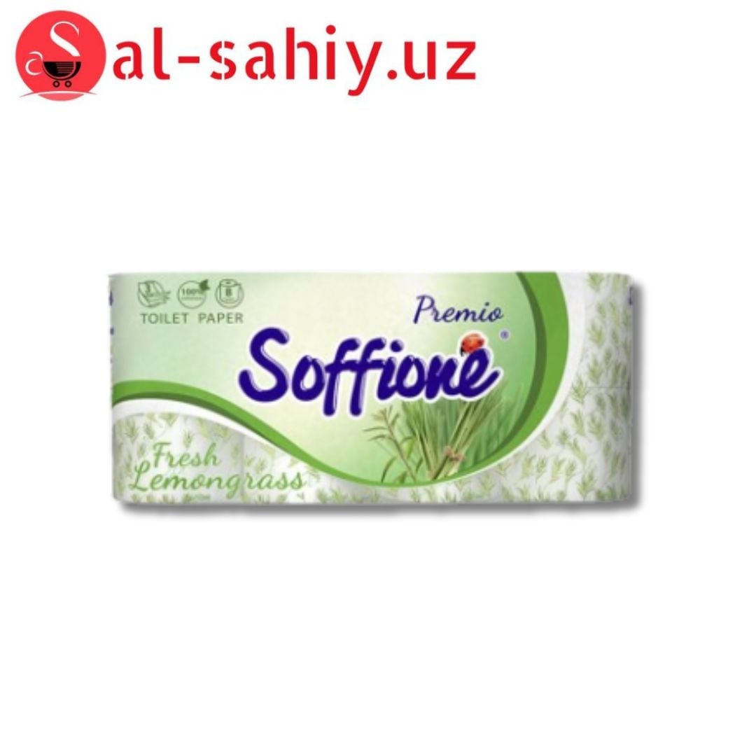 Туалетная бумага Soffione Fresh Lemongrass 3 слоя 8 рулонов (4820003833988)