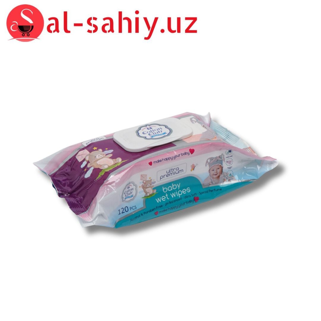 Детские влажные салфетки Cotton Mega Baby Wet Wipes Мишка 120шт