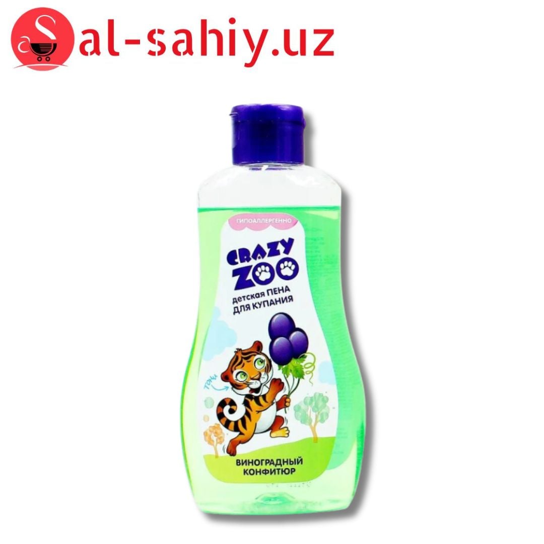 ПЕНА ДЛЯ КУПАНИЯ ДЛЯ ДЕТЕЙ CRAZY ZOO ВИНОГРАДНЫЙ КОНФИТЮР ГИПОАЛЛЕРГЕННО, 280 Г