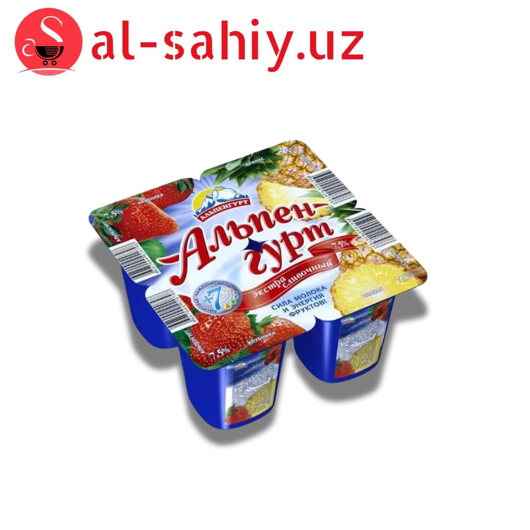 Йогуртный продукт Альпенгурт "Клубника-Ананас", 7,5%, 100 г