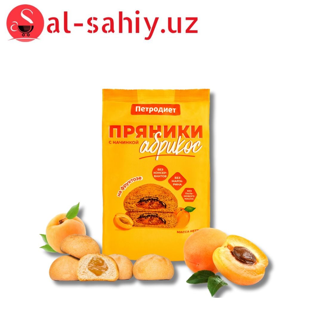ПРЯНИКИ ПЕТРОДИЕТ С НАЧИНКОЙ АБРИКОС НА ФРУКТОЗЕ, 340 Г