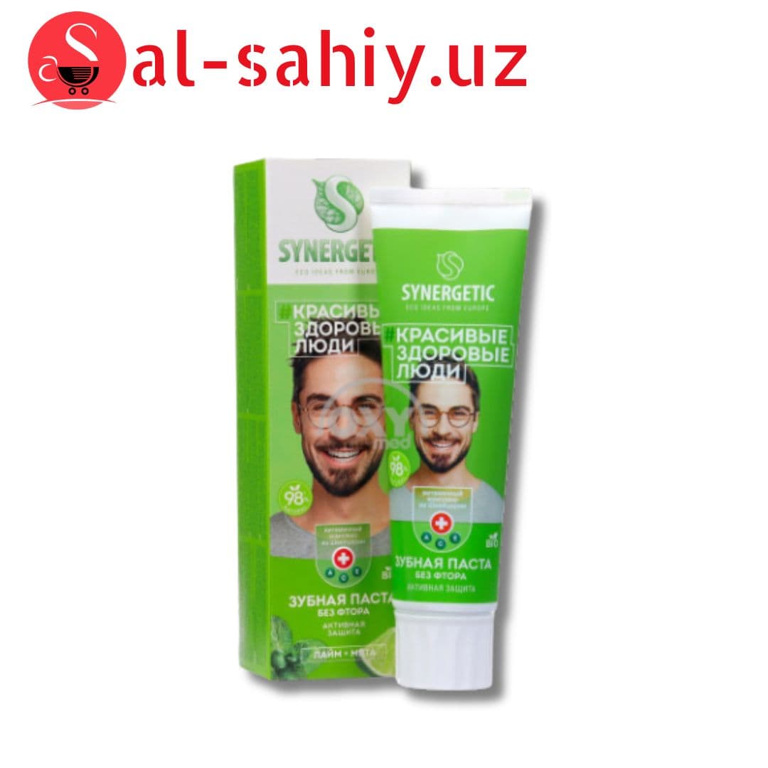Зубная паста SYNERGETIC Активная защита, 100 гр Лайм мята