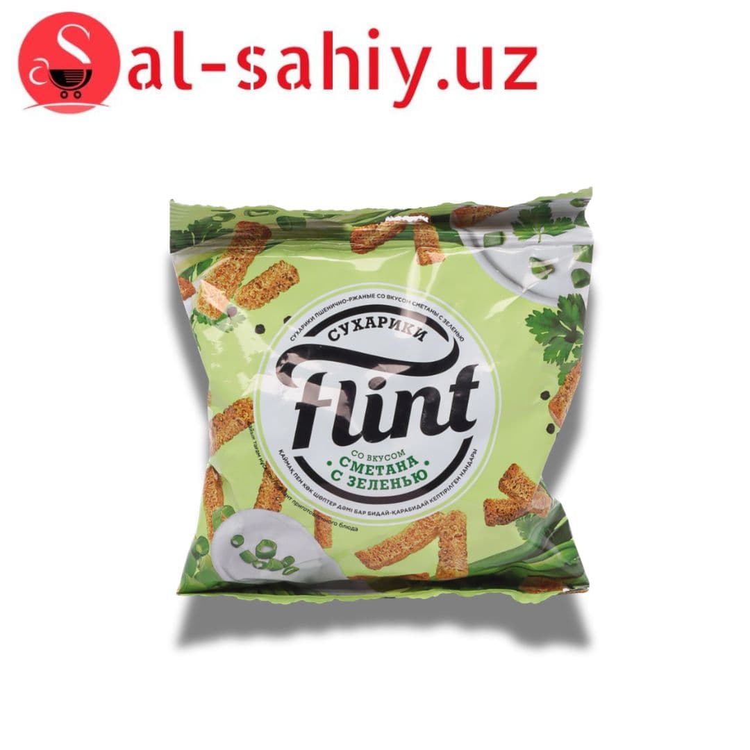 Новый Сухарики FLINT со вкусом сметаны с зеленью 100гр