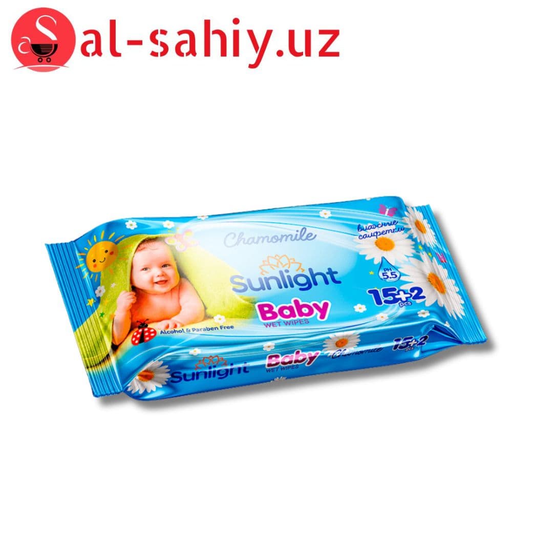Влажные салфетки Sunlight Chamomile 15+2шт