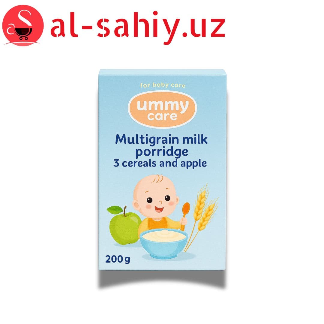 Каша "Ummy care" мультизлаковая молочная каша 3 злака с яблоком 200гр