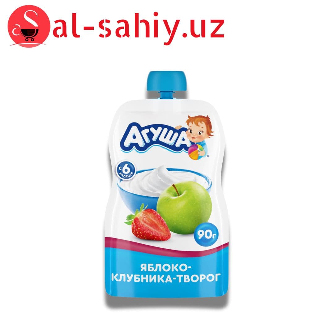 Фруктовое пюре "Агуша" "Яблоко -"Яблоко-Клубника" 90г