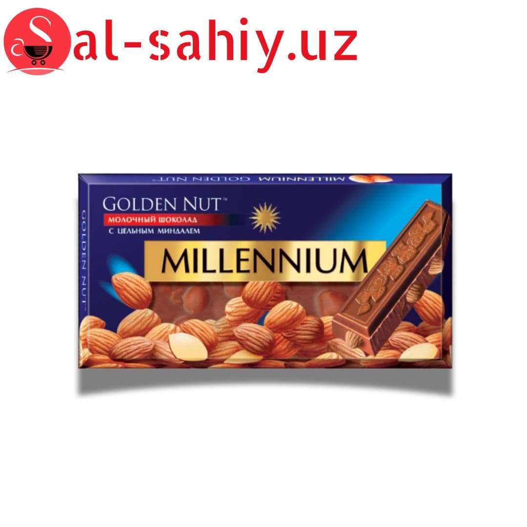 Шоколад Mellenium Gold с молочный с цельным миндалём 100гр