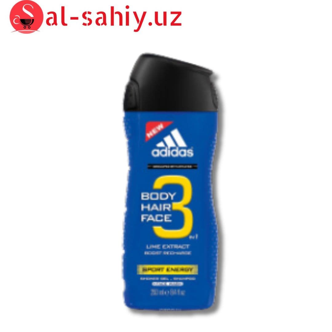 Adidas Гель для душа, шампунь и гель для умывания "Body-Hair-Face Sport Energy", 3в1, для мужчин, 25